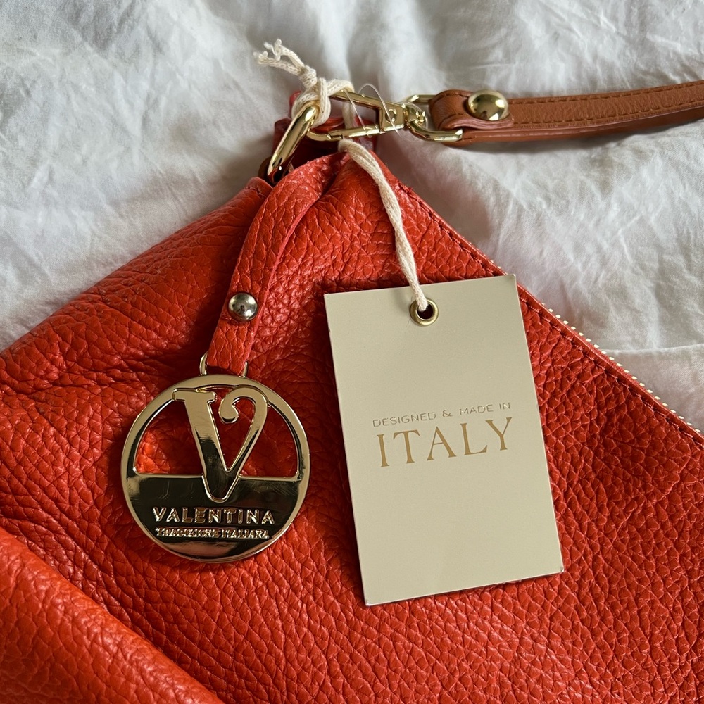 Valentina 1993 Orange Leather Shoulder Bag